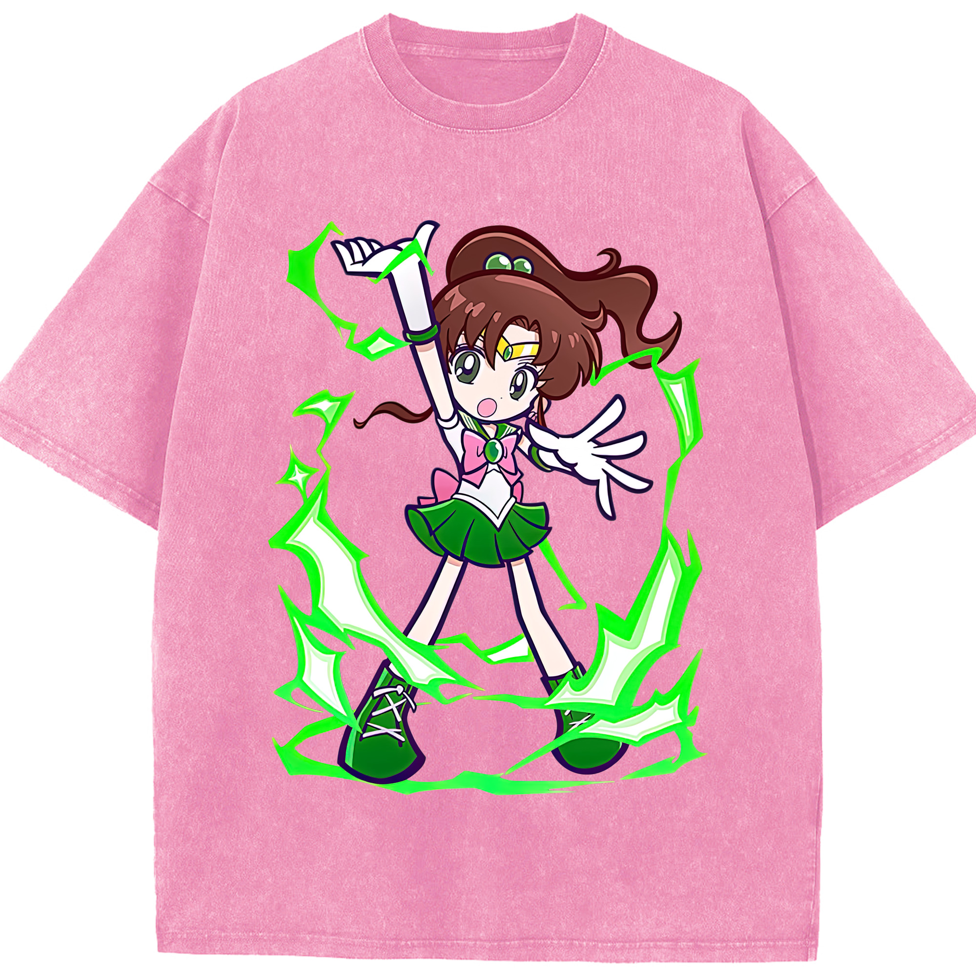 （画像用） 美少女戦士セーラームーン 木野 まこと きの まこと Sailor Moon Kino Makoto （セーラージュピター；Sailor Jupiter） 綿100% ヴィンテージ風 半袖Tシャツ（フロントプリント）